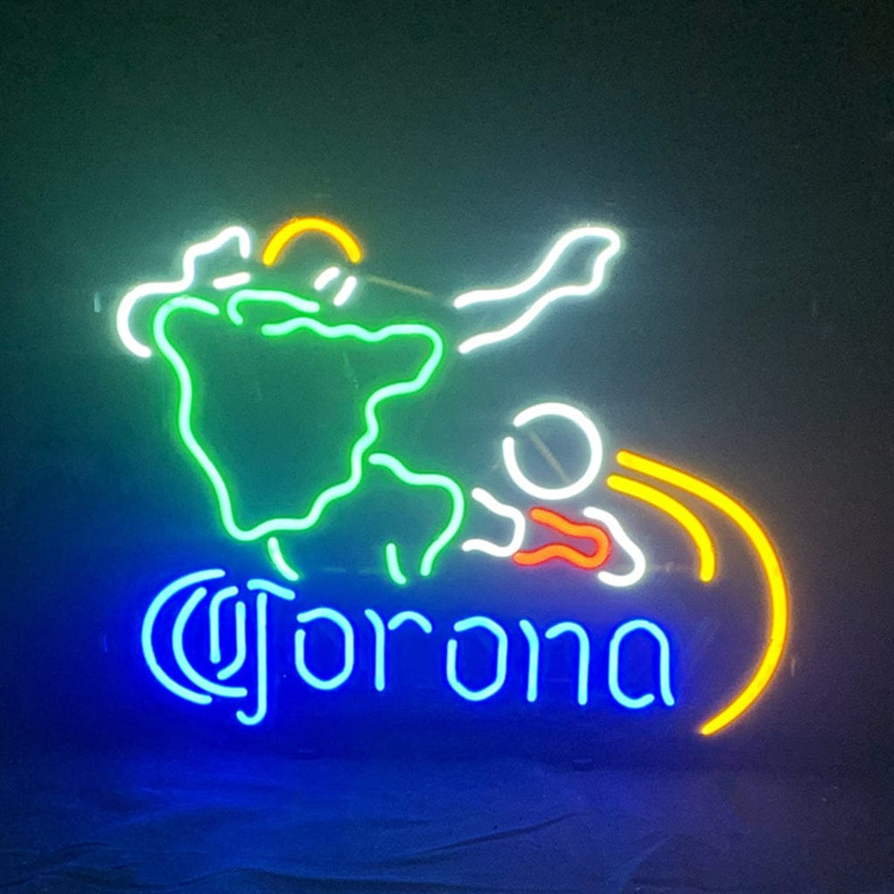 Neon Signs Land Neon Signs Football Player with Corona Extra Neon Sign Light