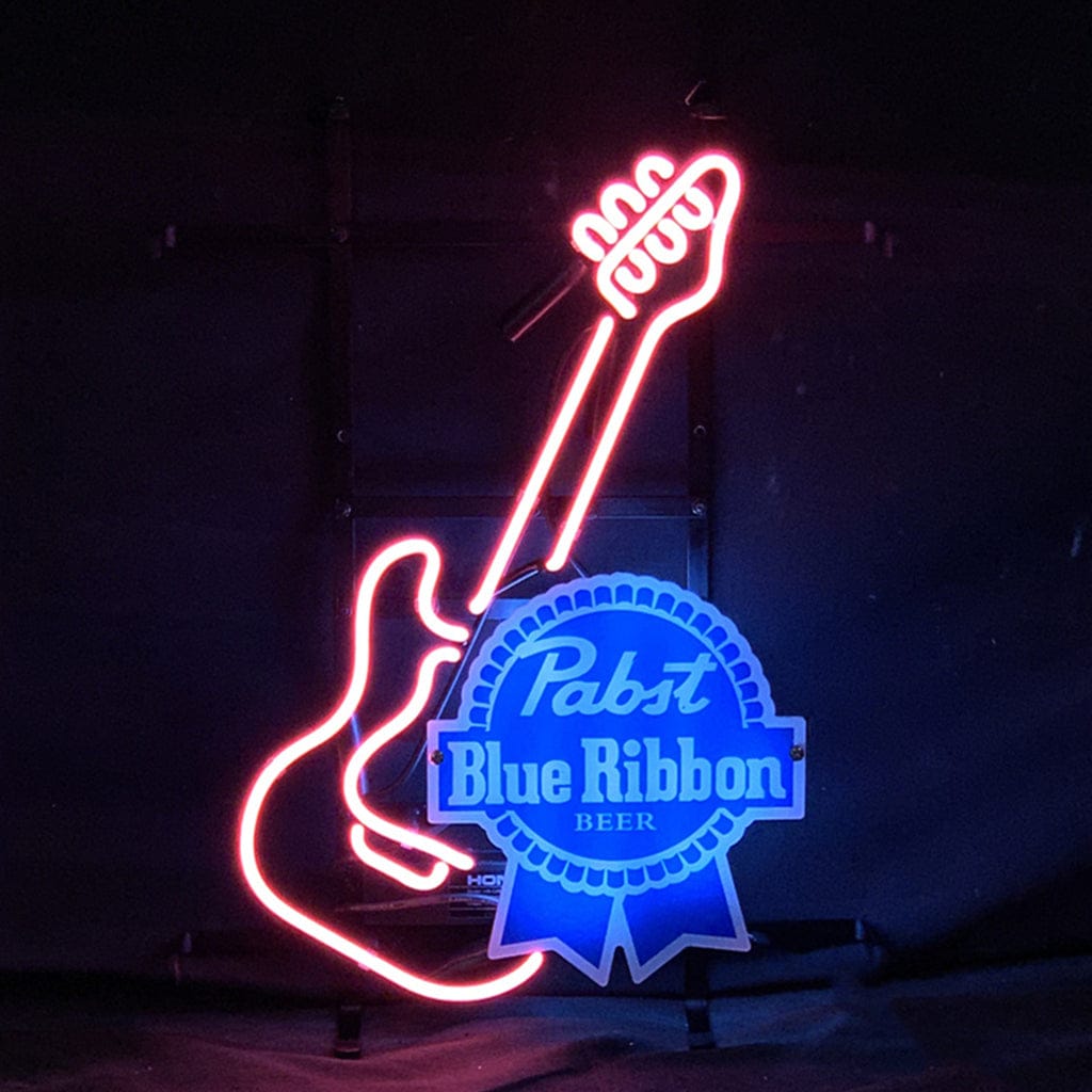 Neon Signs Land Neon Signs Guitar with Pabst Blue Ribbon Neon Signs