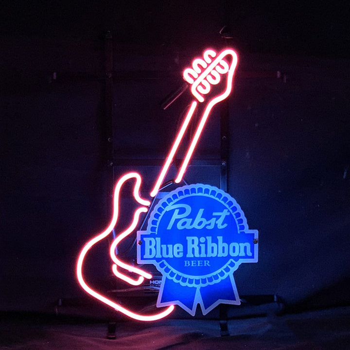Neon Signs Land Neon Signs Guitar with Pabst Blue Ribbon Neon Signs
