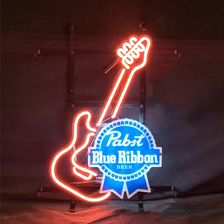 Neon Signs Land Neon Signs Guitar with Pabst Blue Ribbon Neon Signs