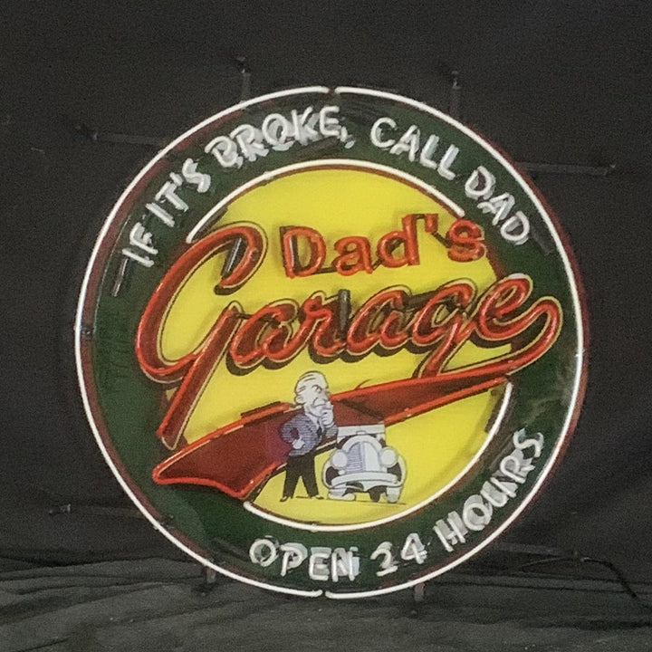 Neon Signs Land Neon Signs If It's Broken, Call Dad Dad's Garage Open 24 Hours Neon Sign Light