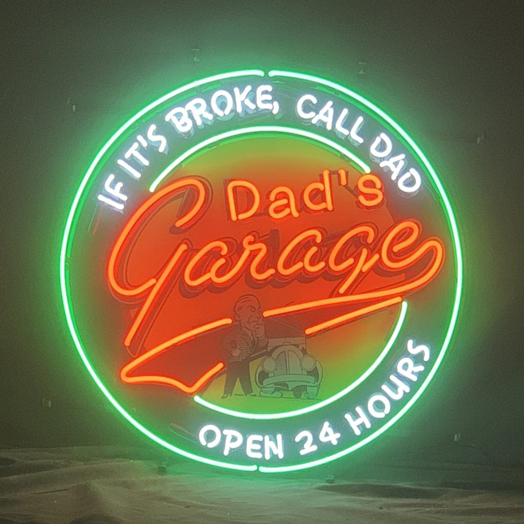 Neon Signs Land Neon Signs If It's Broken, Call Dad Dad's Garage Open 24 Hours Neon Sign Light