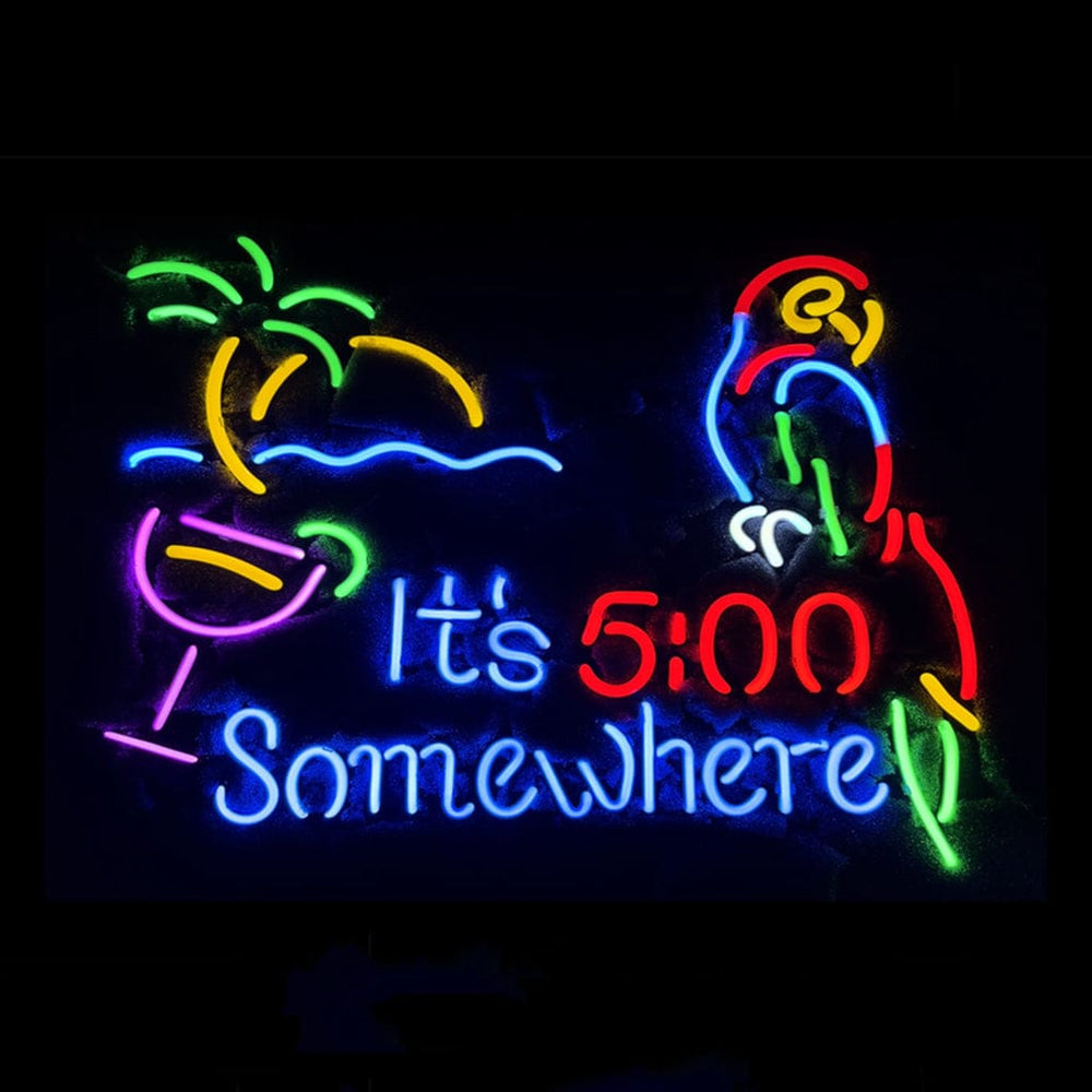 Neon Signs Land Neon Signs It's 5 o'clock Somewhere Parrot Neon Signs Light