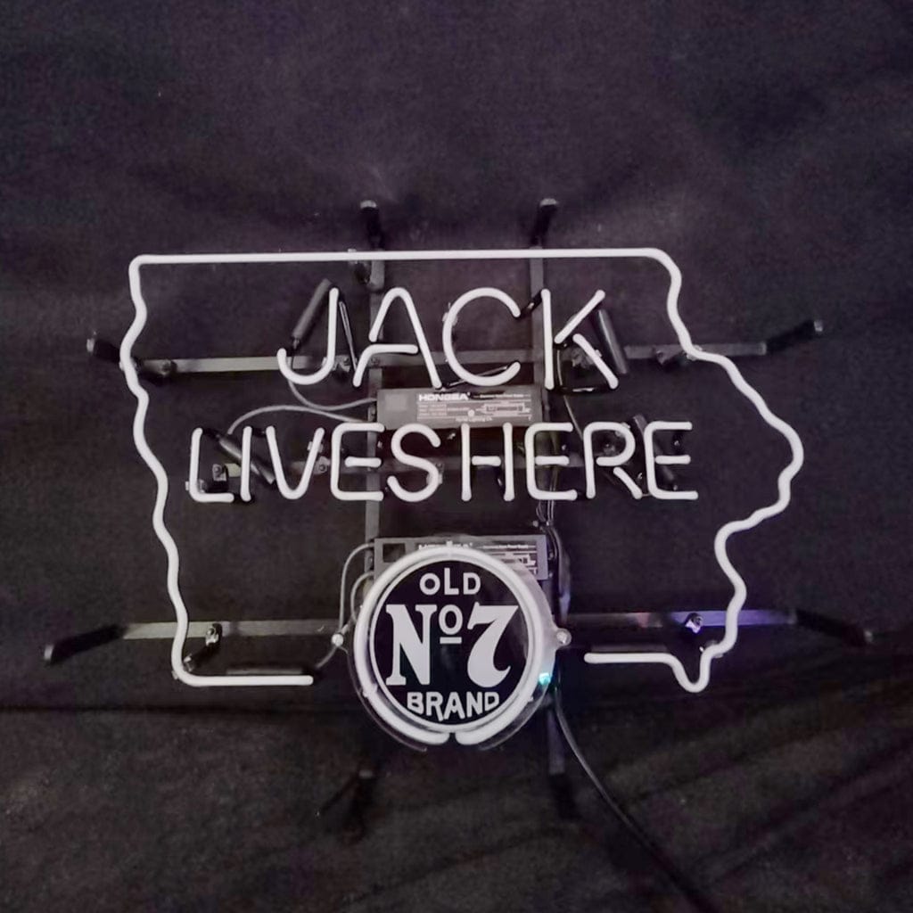 Neon Signs Land Neon Signs Jack Lives Here Old 7 Brand with Iowa Maps Neon Signs