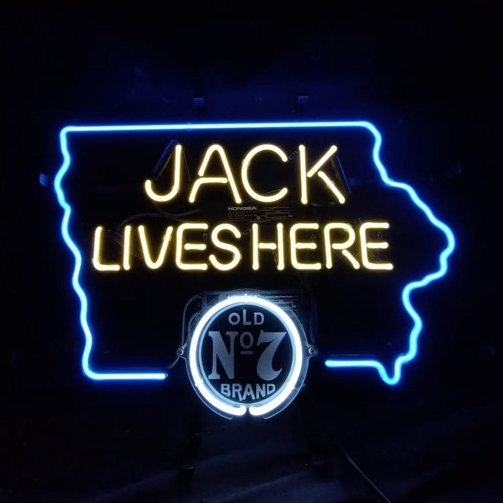 Neon Signs Land Neon Signs Jack Lives Here Old 7 Brand with Iowa Maps Neon Signs