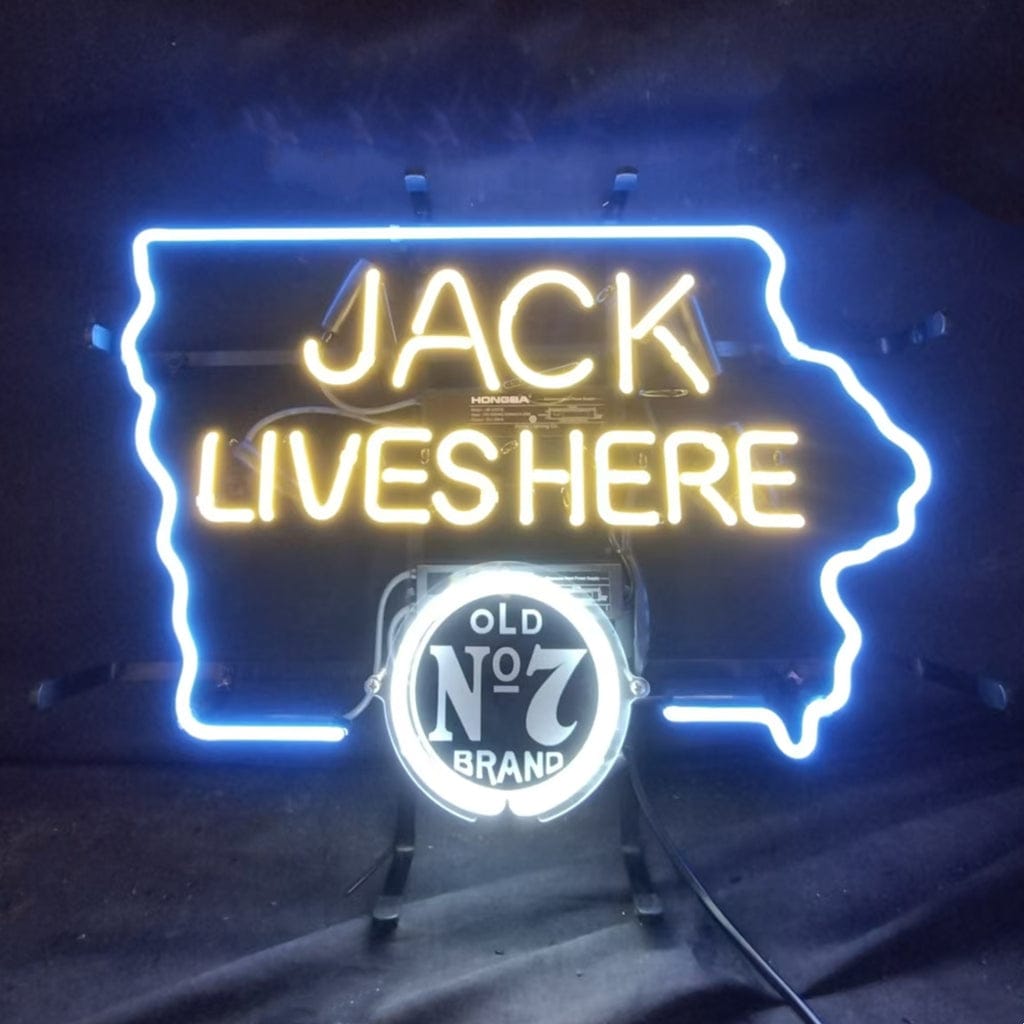 Neon Signs Land Neon Signs Jack Lives Here Old 7 Brand with Iowa Maps Neon Signs