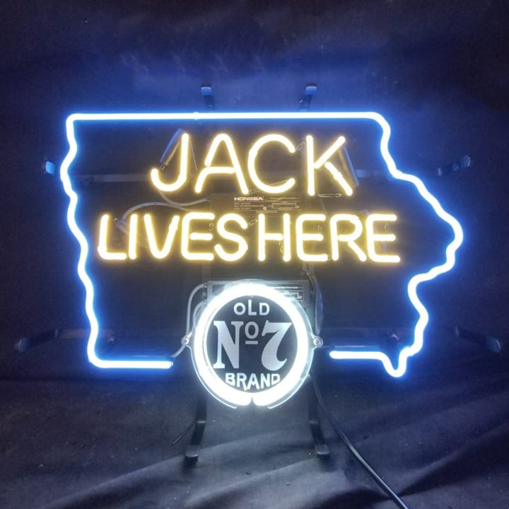 Neon Signs Land Neon Signs Jack Lives Here Old 7 Brand with Iowa Maps Neon Signs
