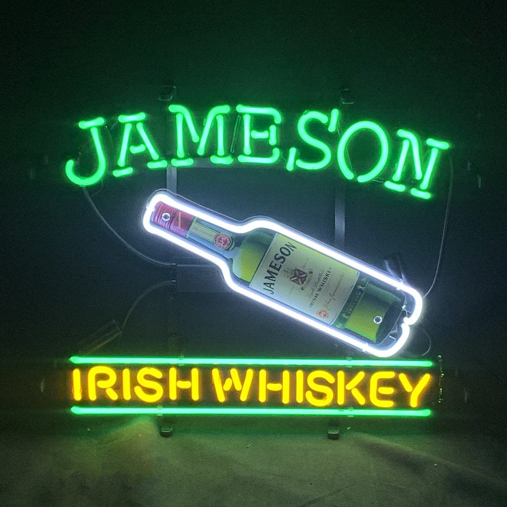 Neon Signs Land Neon Signs Jameson Irish Whiskey with Bottle Neon Light Sign