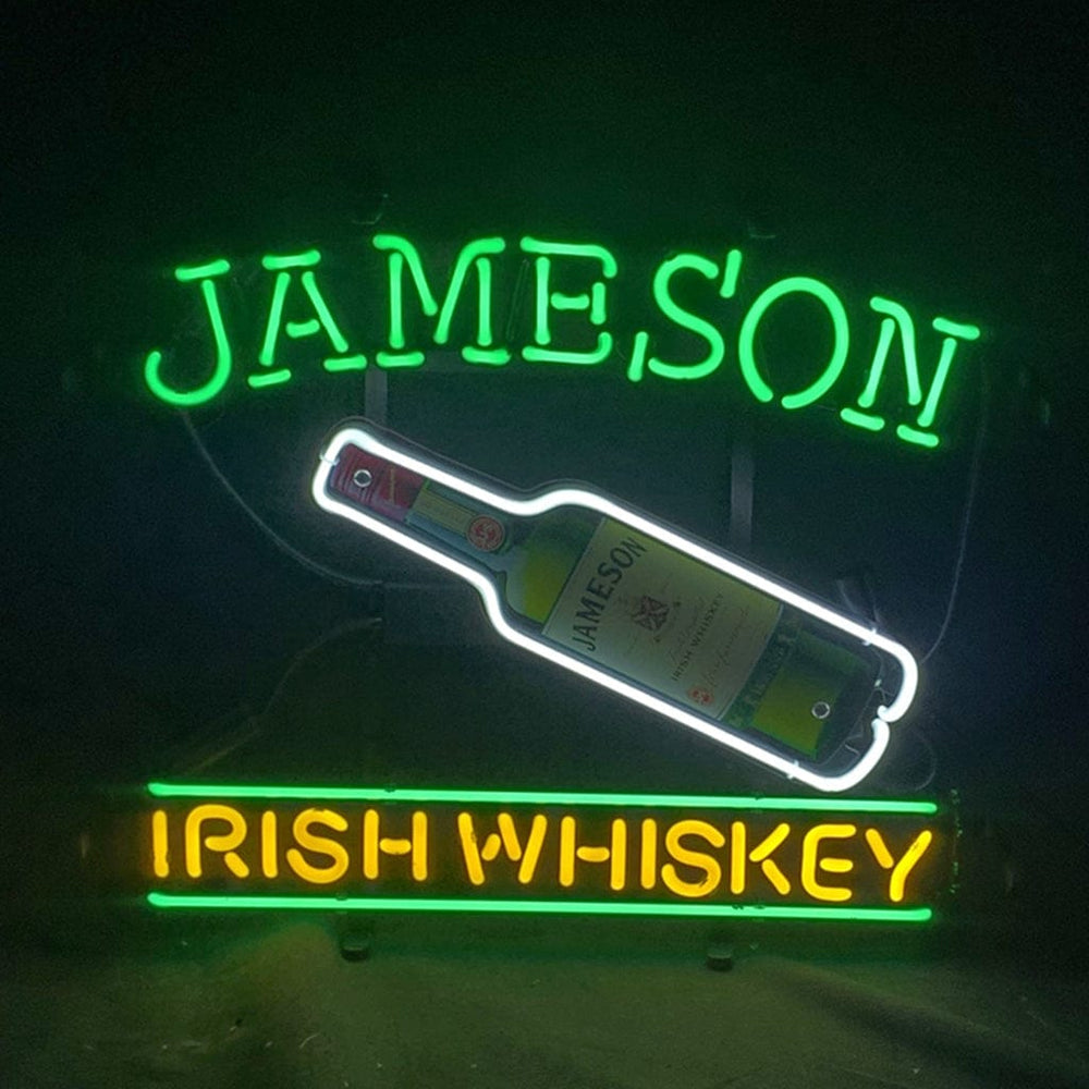 Neon Signs Land Neon Signs Jameson Irish Whiskey with Bottle Neon Light Sign