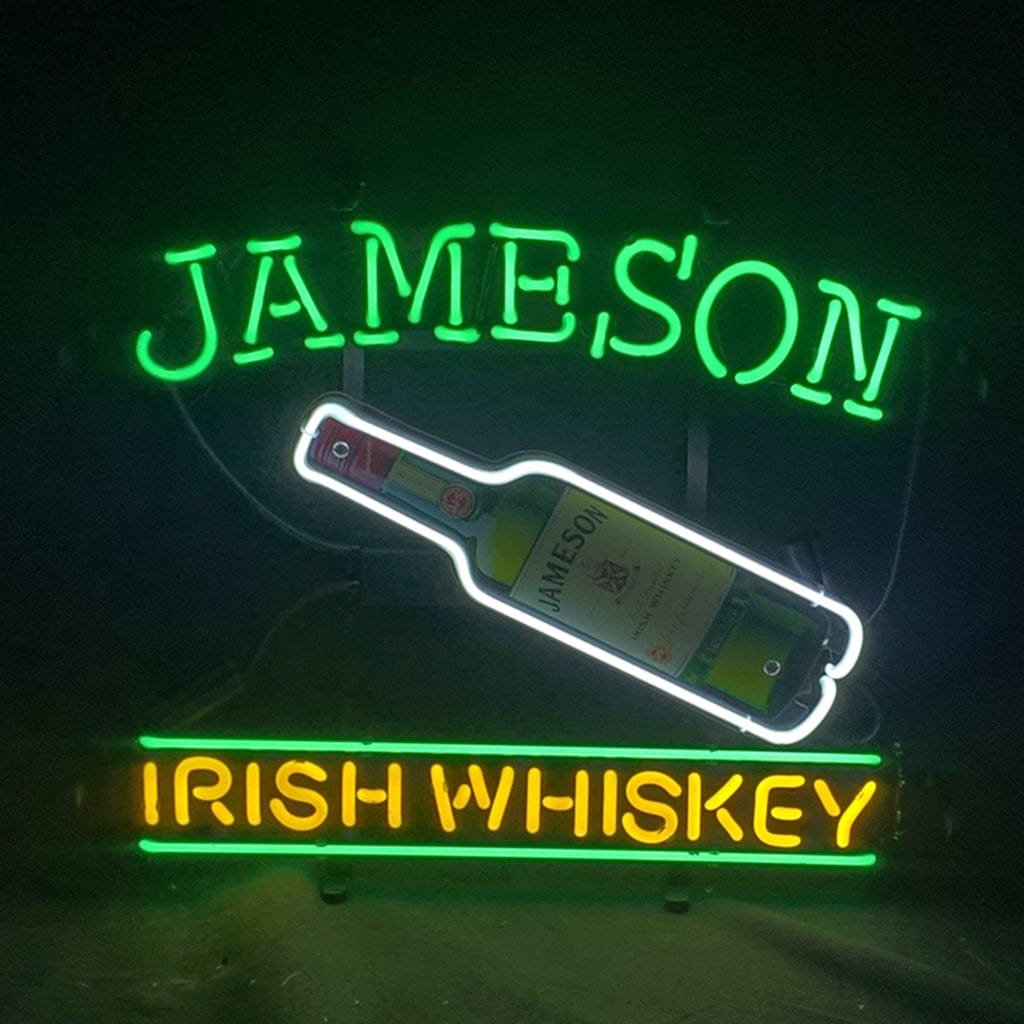 Neon Signs Land Neon Signs Jameson Irish Whiskey with Bottle Neon Light Sign