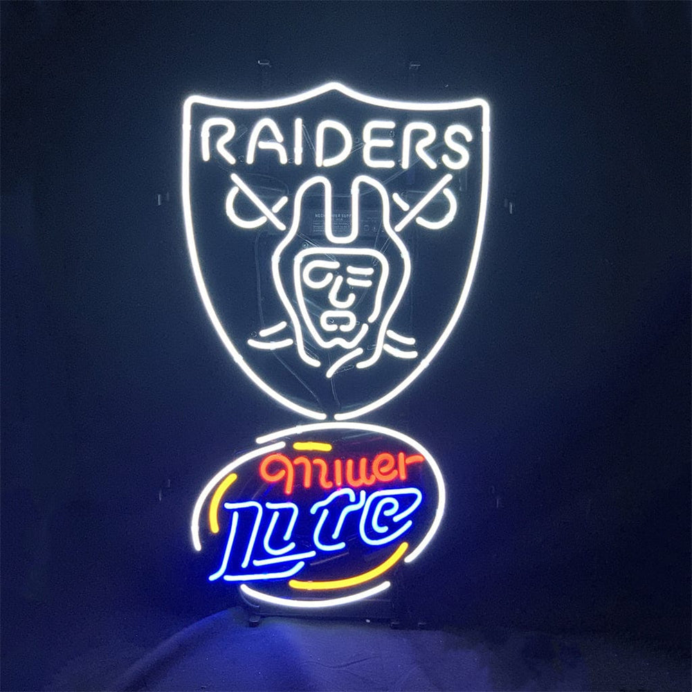 Neon Signs Land Neon Signs Las Vegas Raiders Logo and Miller Lite Beer Neon Signs Light