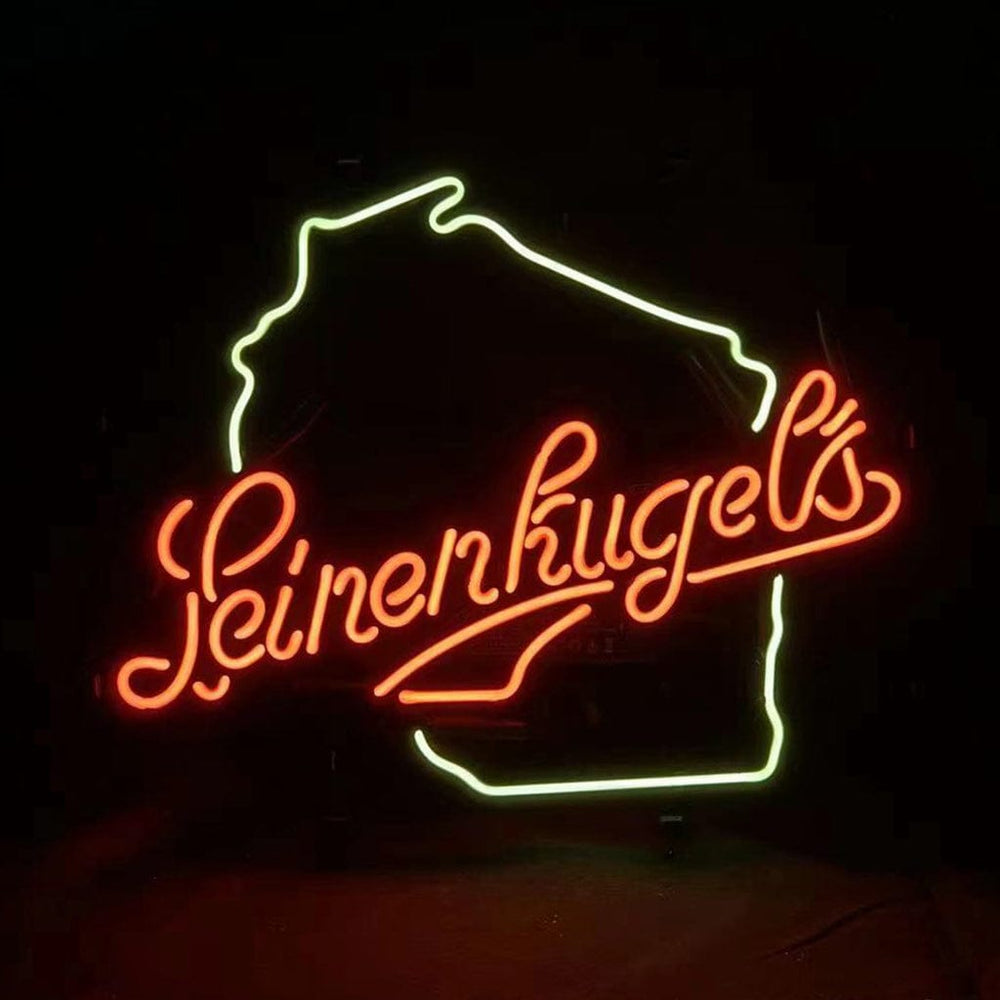 Neon Signs Land Neon Signs Leinenkugels Beer with Wisconsin Map Neon Signs