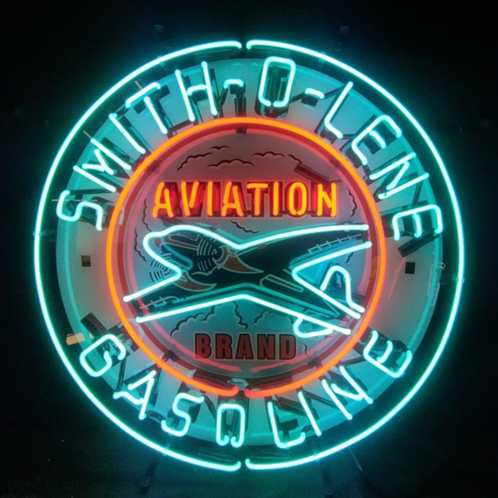 Neon Signs Land Neon Signs Light Blue Smith-o-lene Gasoline Aviation Brand Neon Signs Light