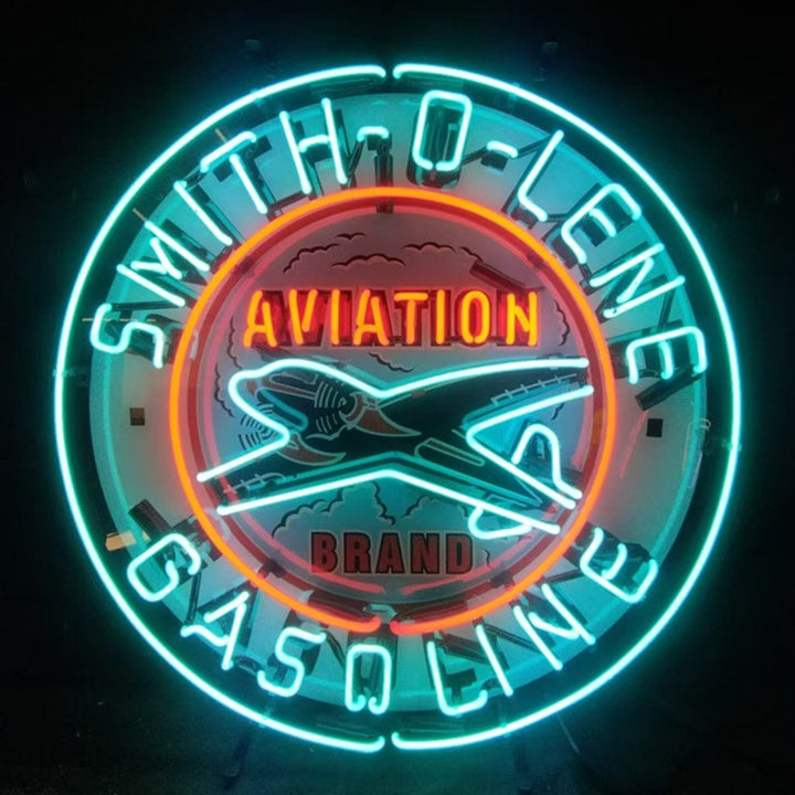 Neon Signs Land Neon Signs Light Blue Smith-o-lene Gasoline Aviation Brand Neon Signs Light