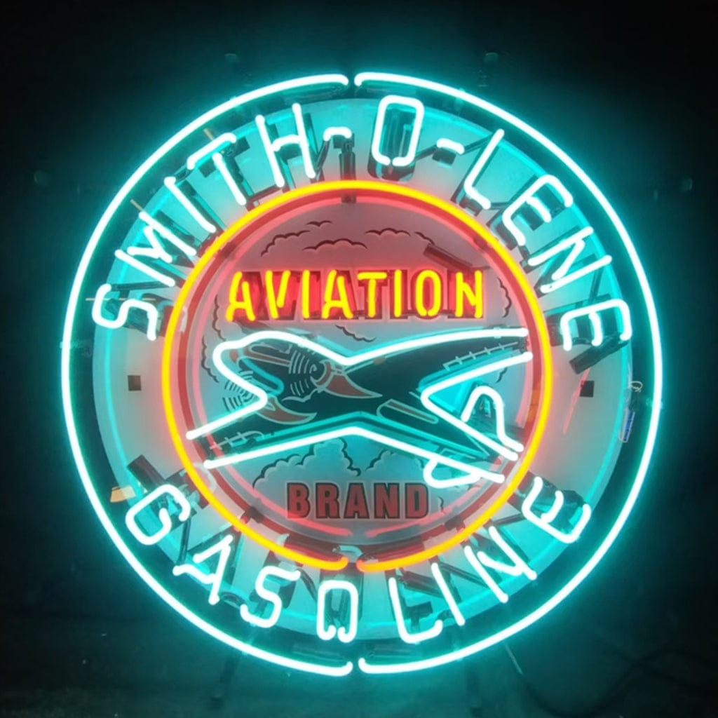Neon Signs Land Neon Signs Light Blue Smith-o-lene Gasoline Aviation Brand Neon Signs Light