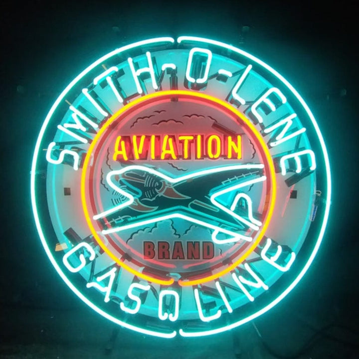 Neon Signs Land Neon Signs Light Blue Smith-o-lene Gasoline Aviation Brand Neon Signs Light