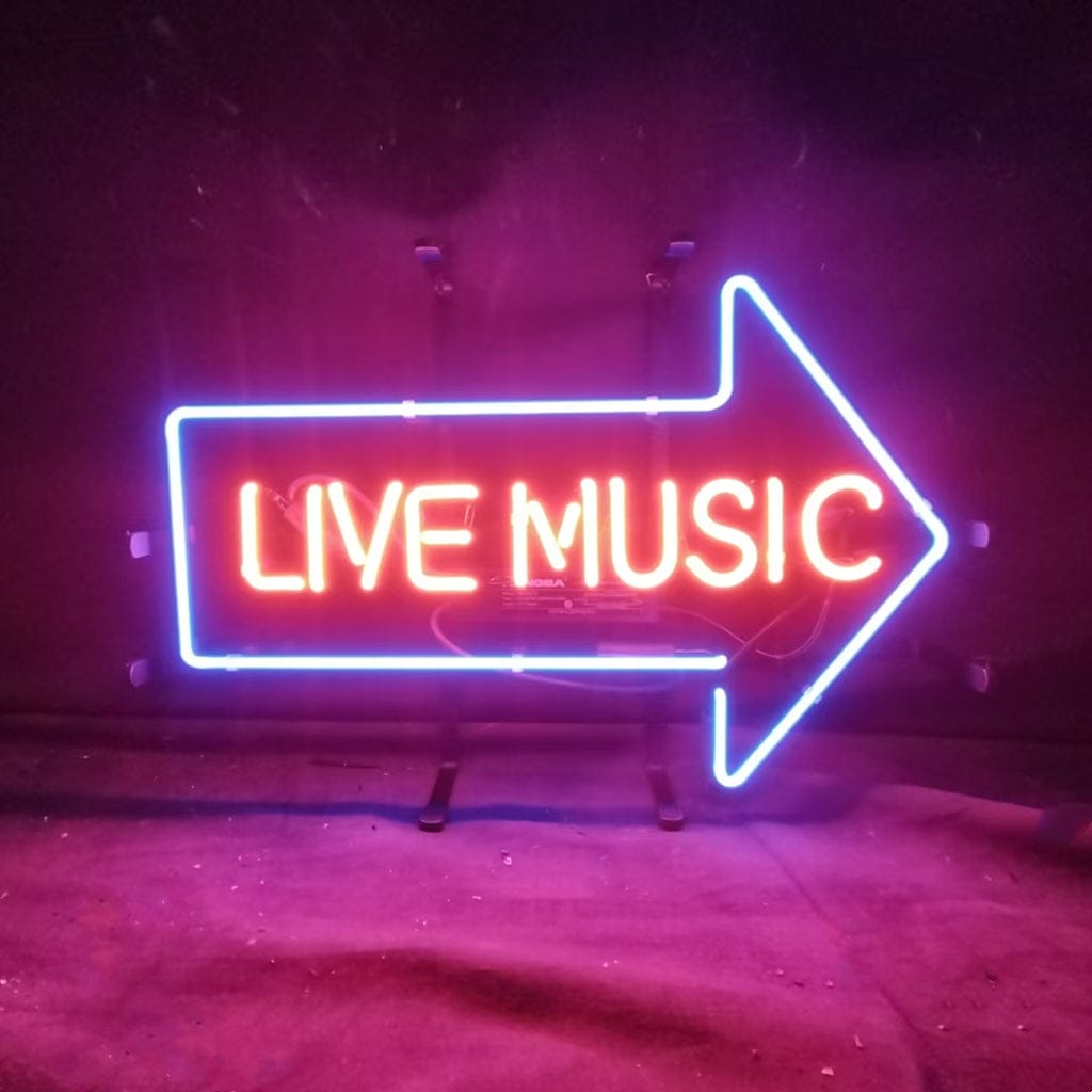 Neon Signs Land Neon Signs Live Music with Right Arrow Neon Signs