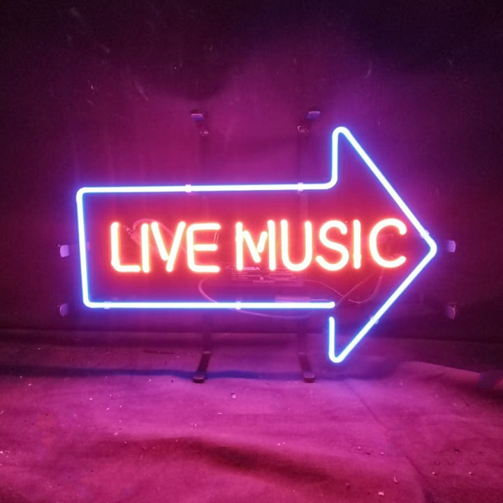 Neon Signs Land Neon Signs Live Music with Right Arrow Neon Signs