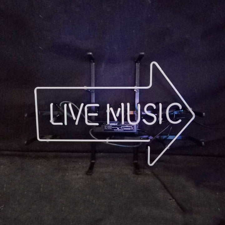 Neon Signs Land Neon Signs Live Music with Right Arrow Neon Signs
