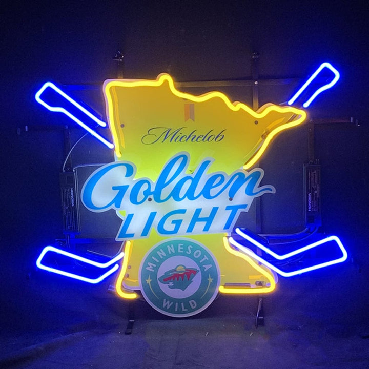 Neon Signs Land Neon Signs Michelob Golden Light Minnesota Wild Hockey Bat Neon Signs