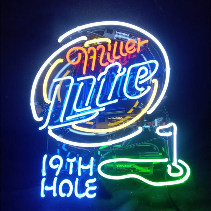 Neon Signs Land Neon Signs Miller Lite 19th Hole Golf Neon Light Sign