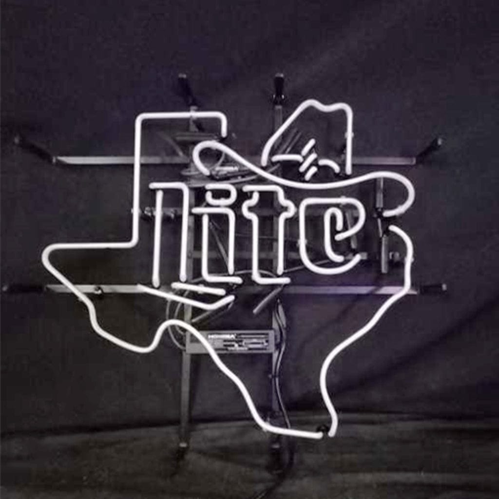 Neon Signs Land Neon Signs Miller Lite Cowboy Hat with Texas Maps Neon Signs