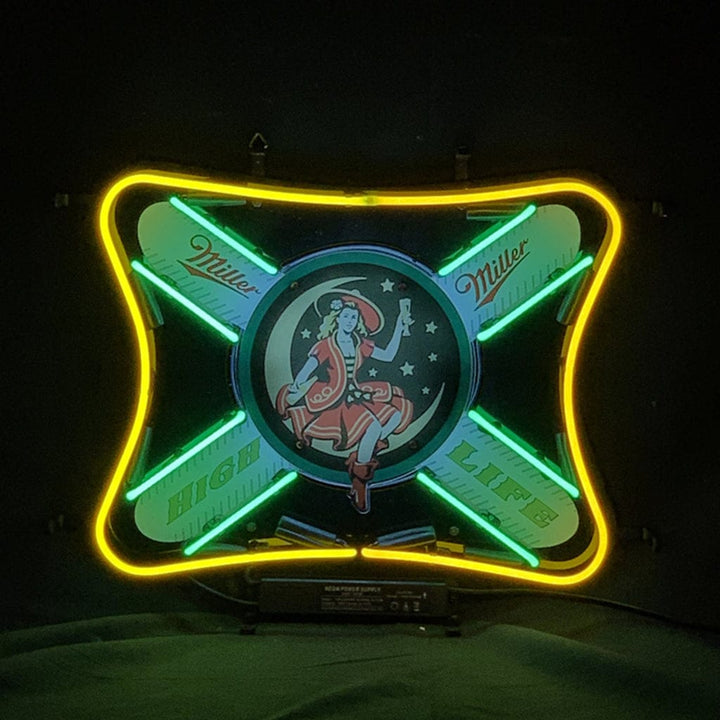 Neon Signs Land Neon Signs Miller Lite High Life Girl Lager Neon Sign Light