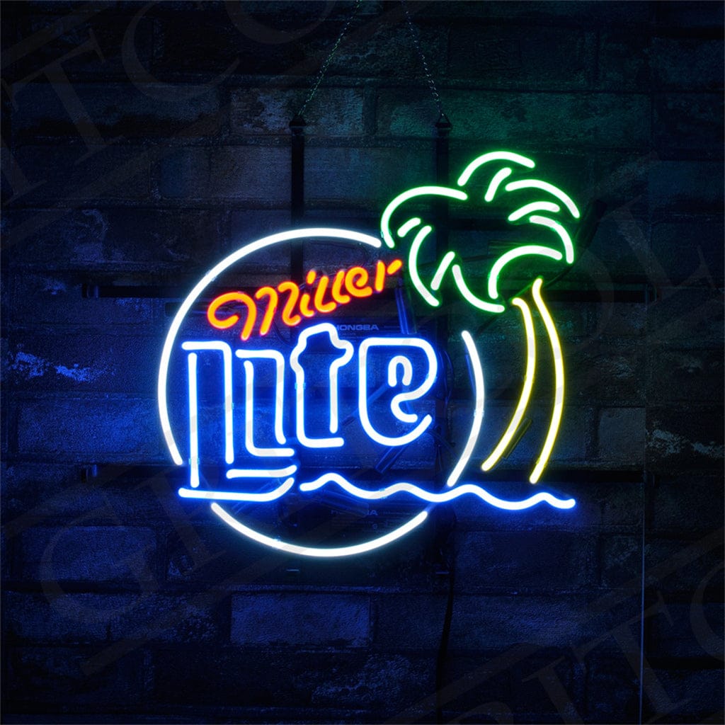 Neon Signs Land Neon Signs Miller Lite Palm Tree Sun Neon Signs Light