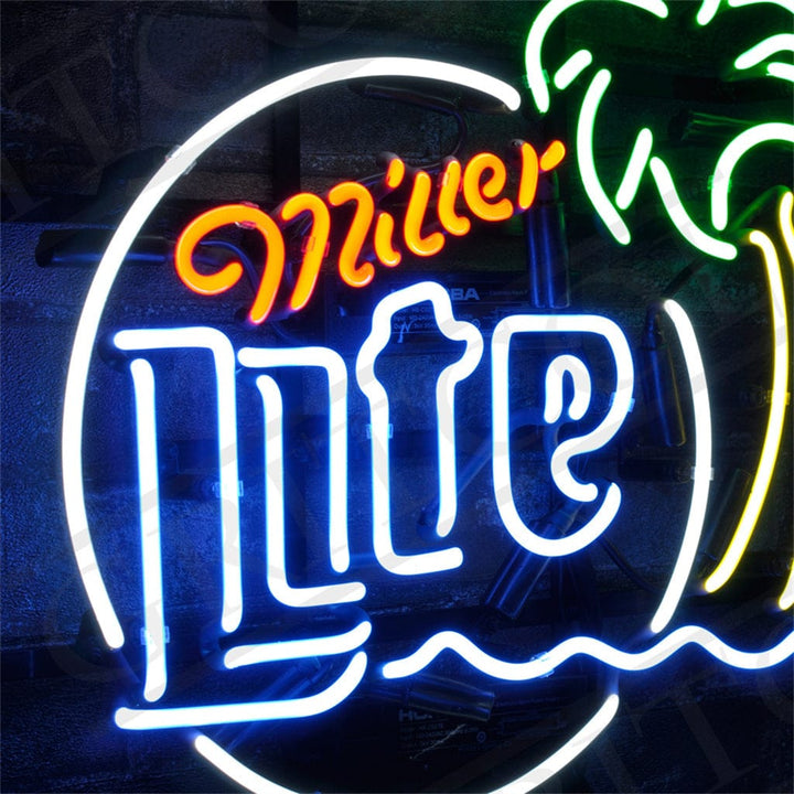 Neon Signs Land Neon Signs Miller Lite Palm Tree Sun Neon Signs Light