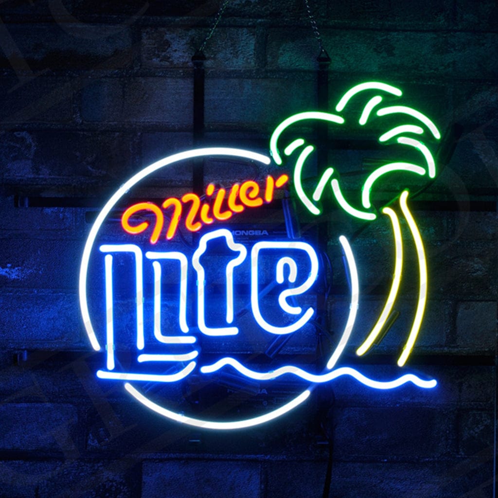 Neon Signs Land Neon Signs Miller Lite Palm Tree Sun Neon Signs Light