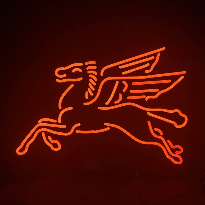 Neon Signs Land Neon Signs Mobilgas Flying Horse Red Neon Sign Light Glass