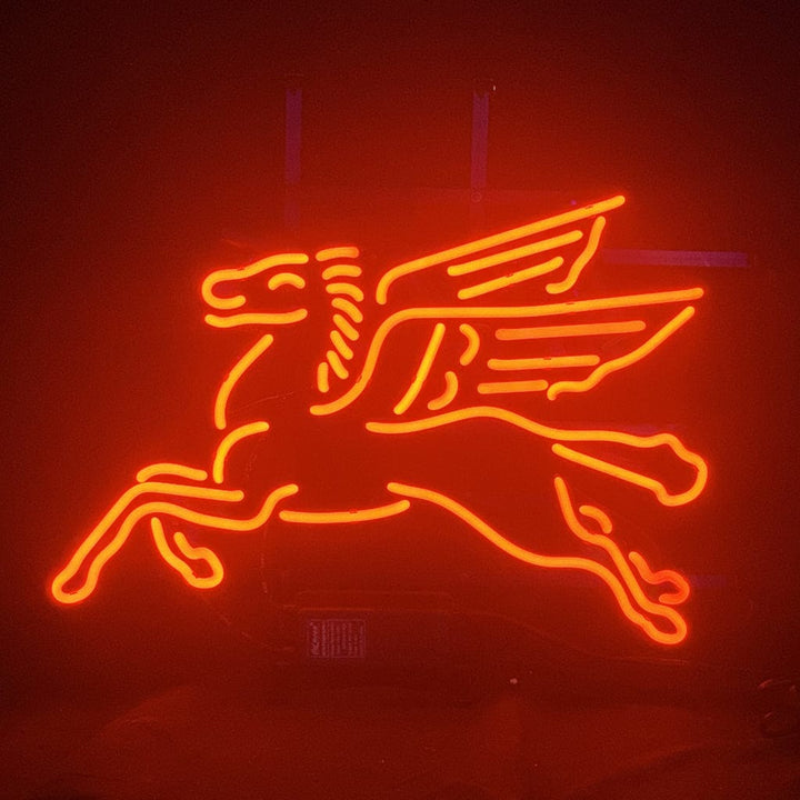 Neon Signs Land Neon Signs Mobilgas Flying Horse Red Neon Sign Light Glass