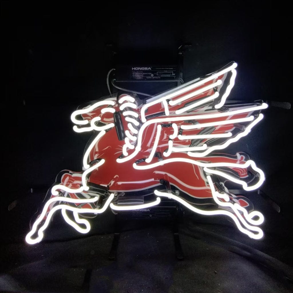 Neon Signs Land Neon Signs Mobilgas Gas Oil Flyin Horse White Neon Signs Light