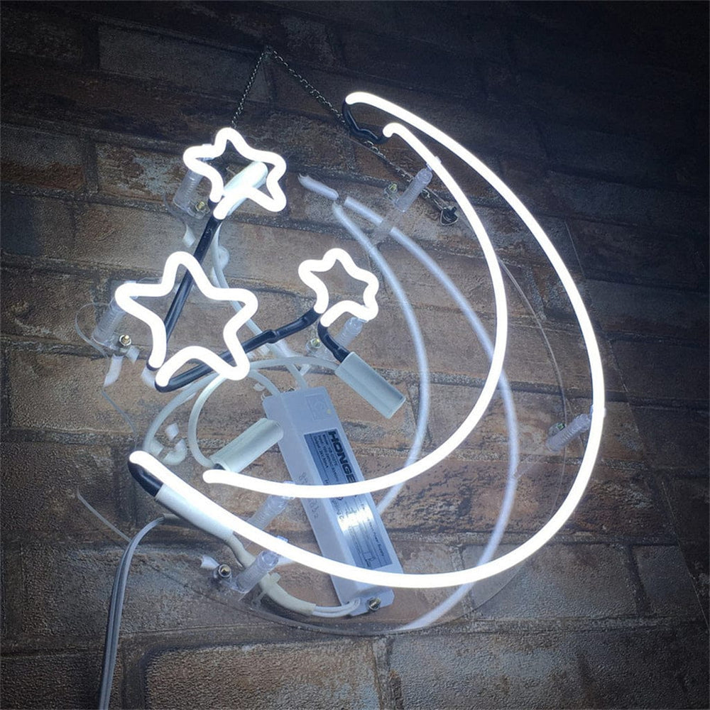 Neon Signs Land Neon Signs Moon and Stars Neon Light Sign