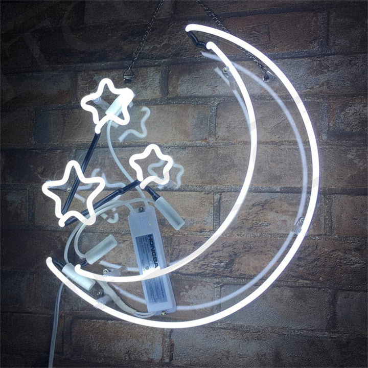 Neon Signs Land Neon Signs Moon and Stars Neon Light Sign