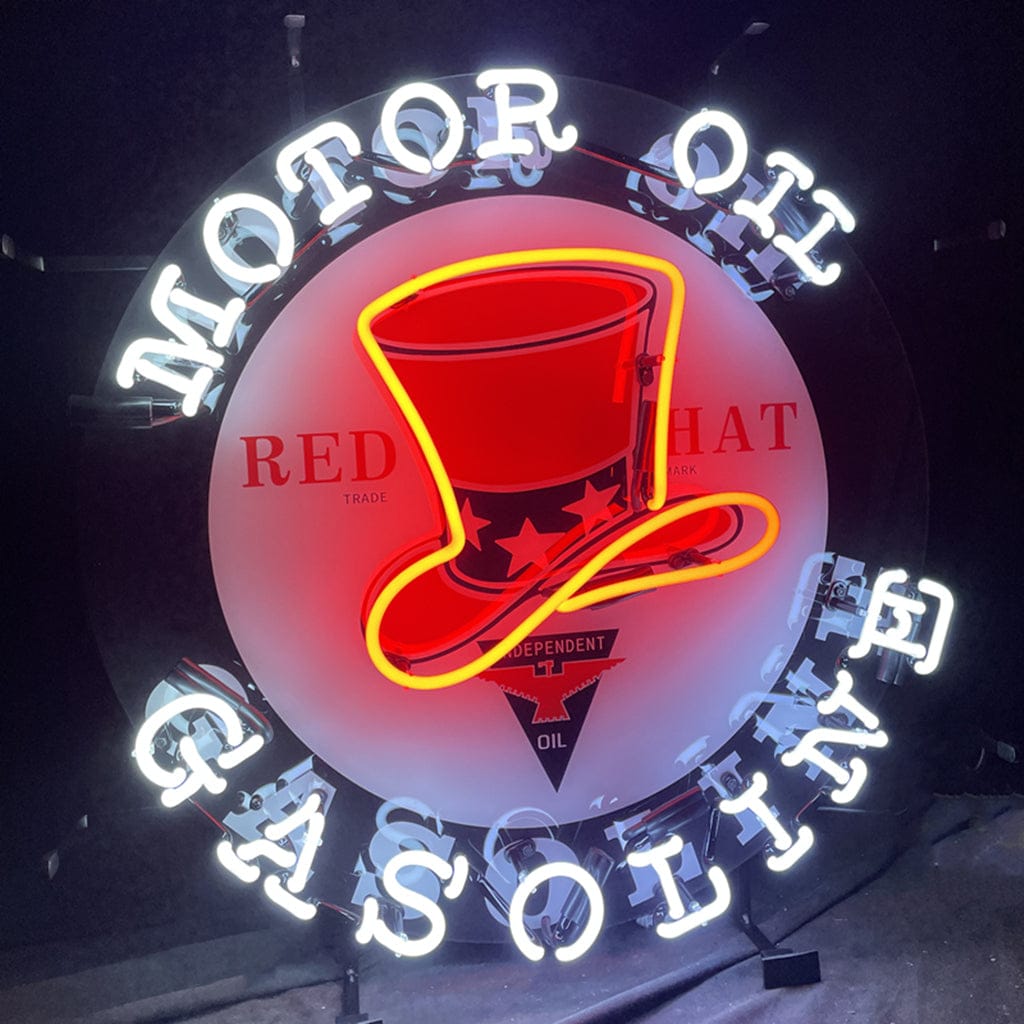 Neon Signs Land Neon Signs Motor Oil Gasoline Red Hats Neon Signs Light