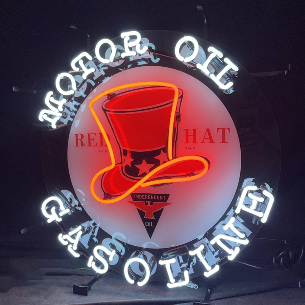 Neon Signs Land Neon Signs Motor Oil Gasoline Red Hats Neon Signs Light