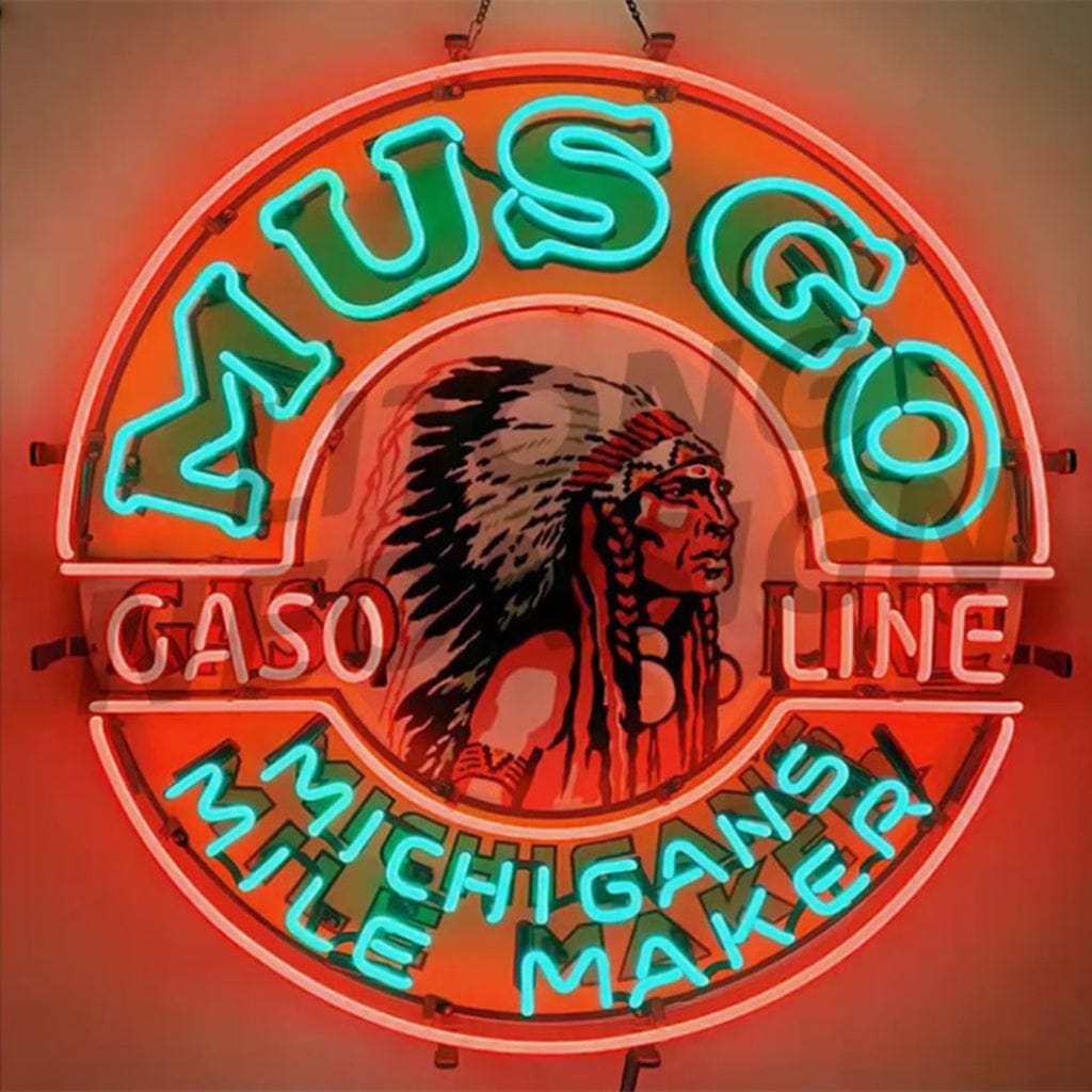 Neon Signs Land Neon Signs Musgo Gasoline Michigans Mile Maker Neon Signs