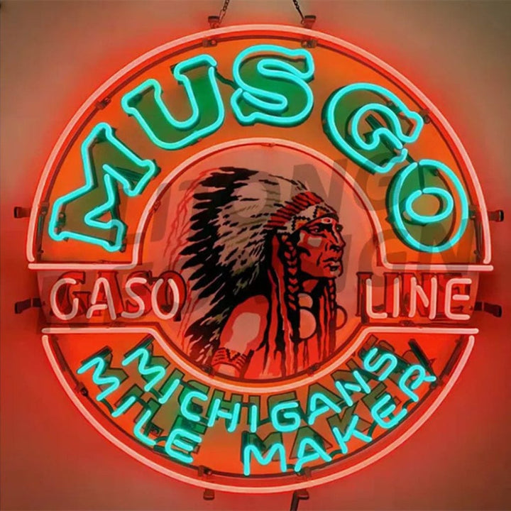 Neon Signs Land Neon Signs Musgo Gasoline Michigans Mile Maker Neon Signs