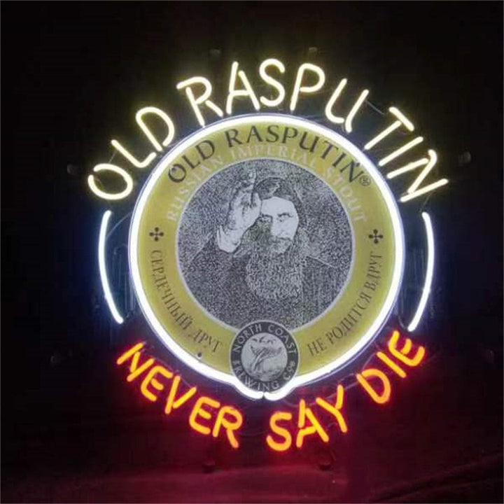 Neon Signs Land Neon Signs Old Rasputin Never Say die Neon Light Sign