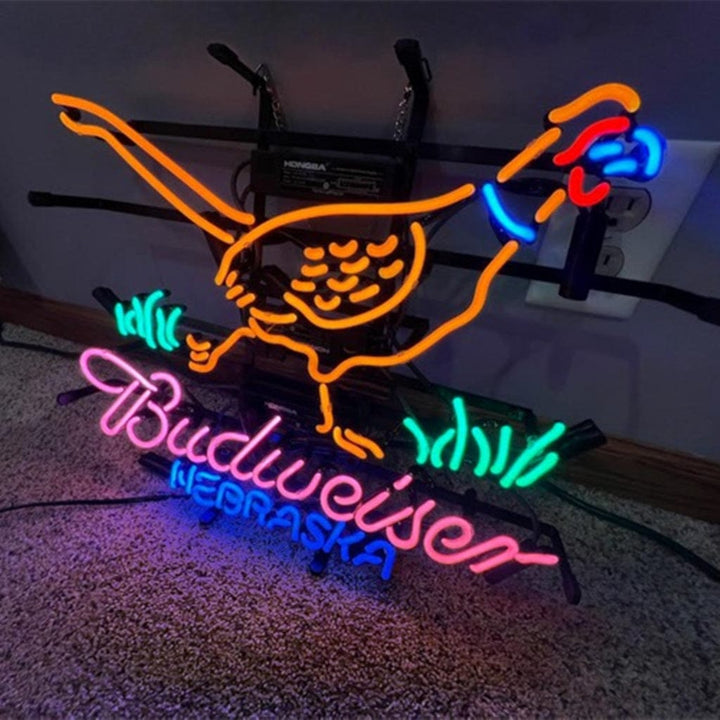 Neon Signs Land Neon Signs Orange Yellow Pheasant Hunter Budweiser Nebraska Neon Sign Light