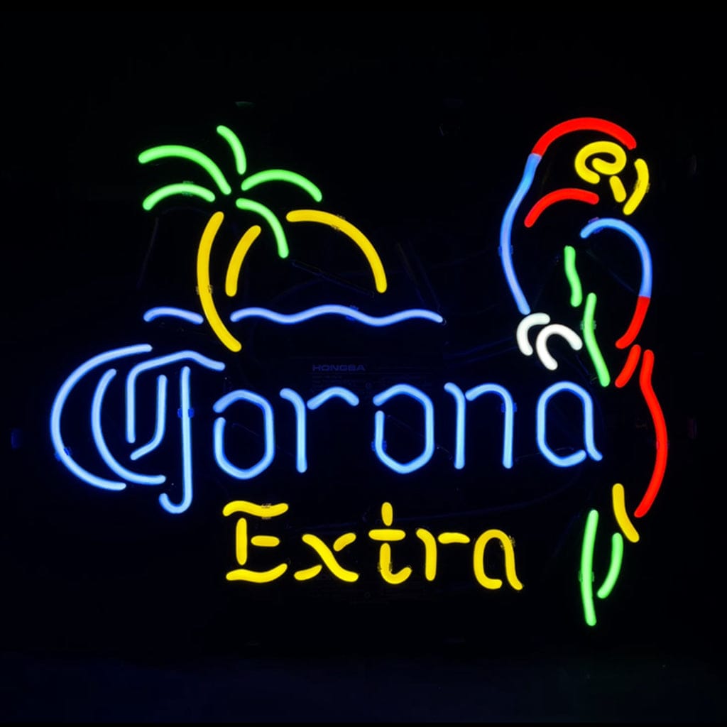 Neon Signs Land Neon Signs Palm Tree Parrot Corona Extra in Yellow Neon Sign Light