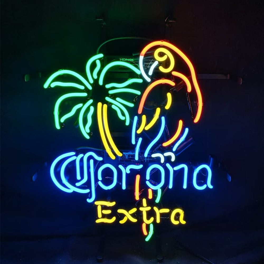 Neon Signs Land Neon Signs Palm Tree Parrot Corona Extra Neon Light Sign