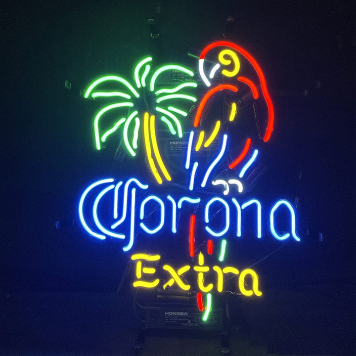 Neon Signs Land Neon Signs Palm Tree Parrot Corona Extra Neon Light Sign