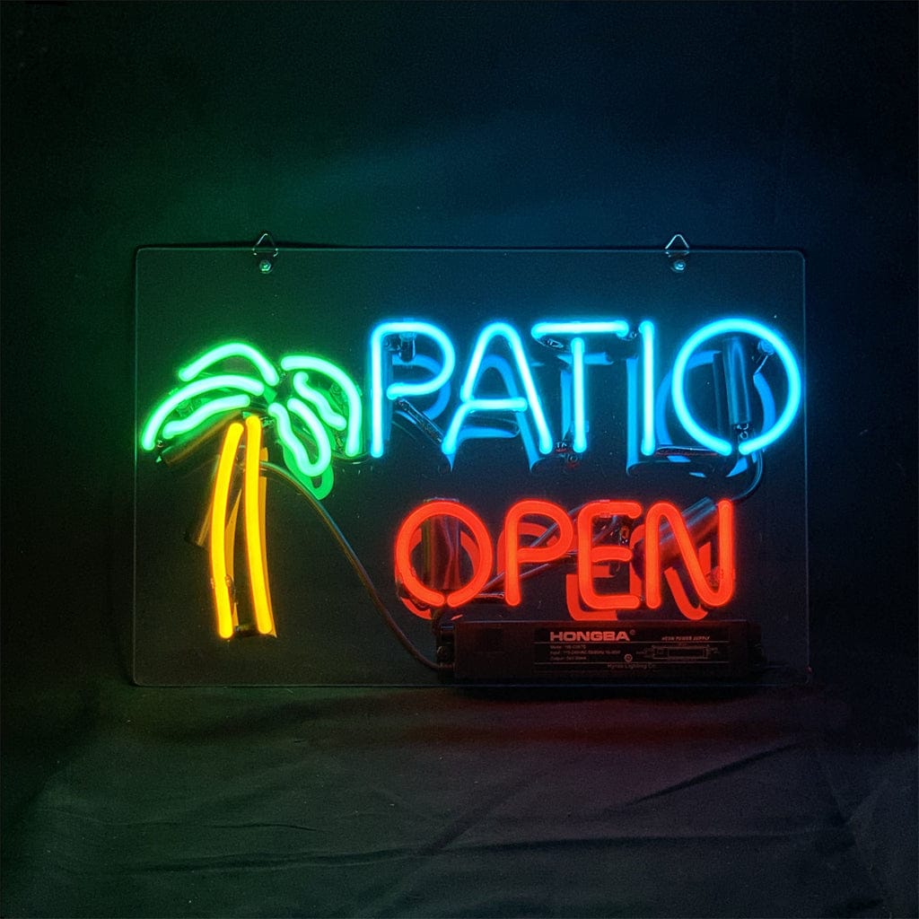 Neon Signs Land Neon Signs Patio Open with Palm Tree Neon Signs Light