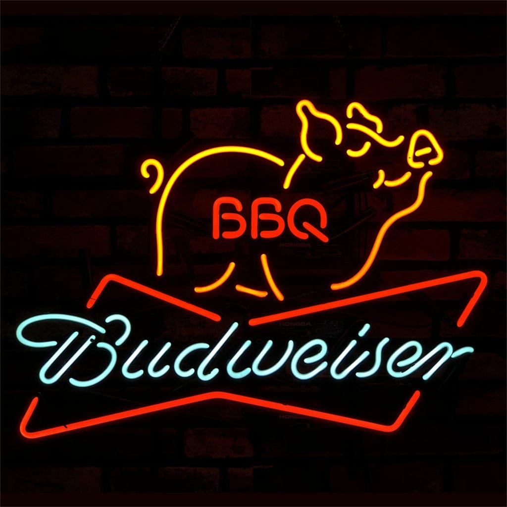 Neon Signs Land Neon Signs Pig BBQ Budweiser Beer Neon Sign Light