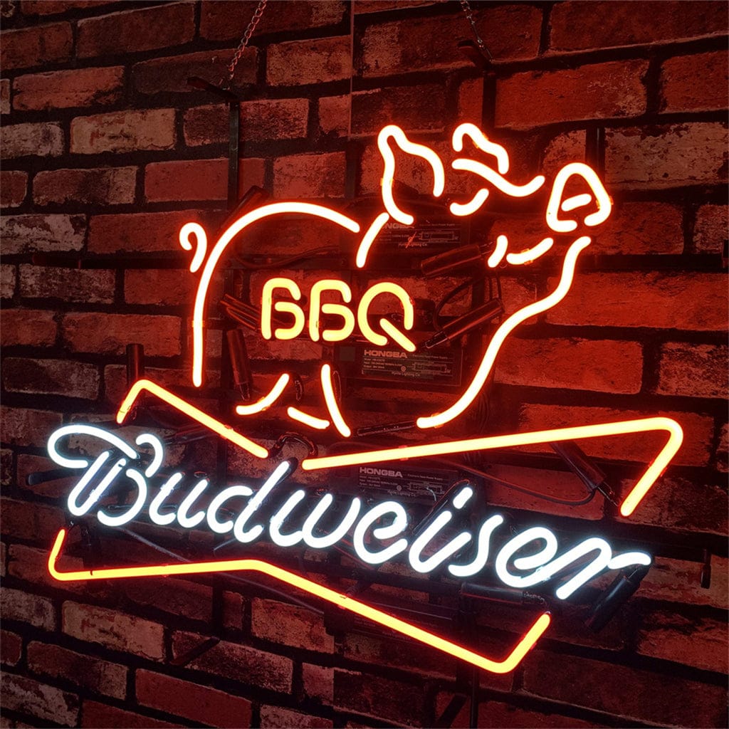 Neon Signs Land Neon Signs Pig BBQ Budweiser Beer Neon Sign Light