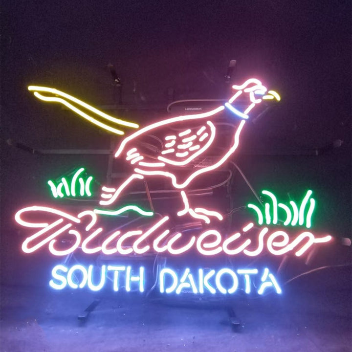 Neon Signs Land Neon Signs Pink Pheasant Hunter with Budweiser South Dakota Neon Signs Light