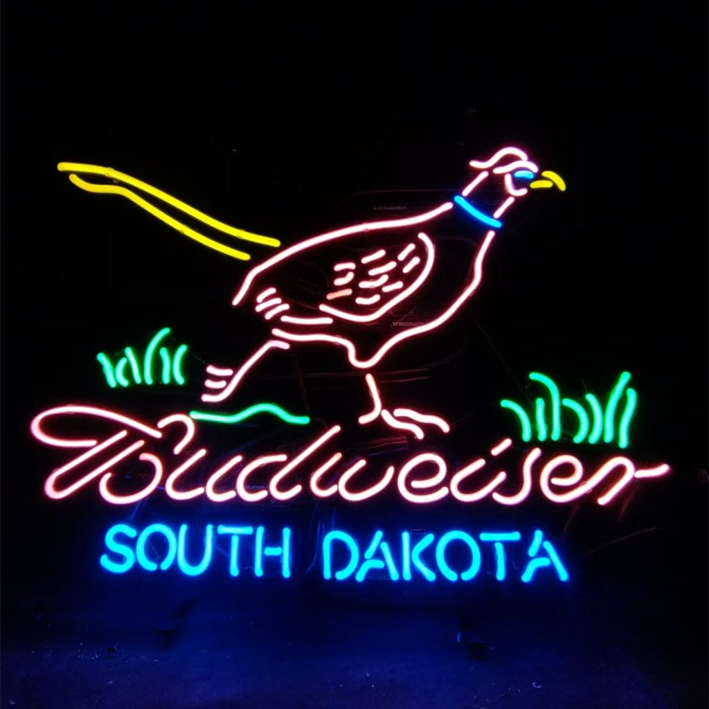 Neon Signs Land Neon Signs Pink Pheasant Hunter with Budweiser South Dakota Neon Signs Light