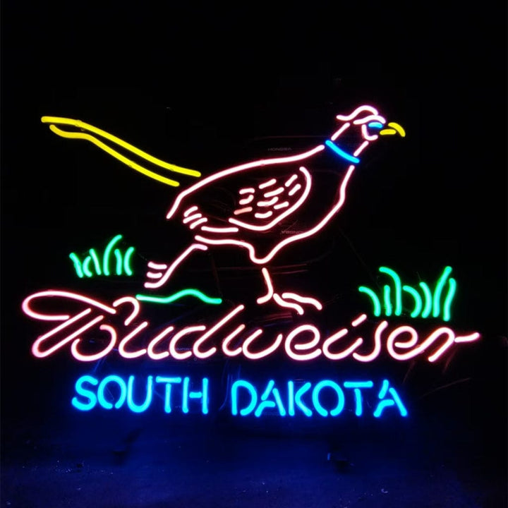 Neon Signs Land Neon Signs Pink Pheasant Hunter with Budweiser South Dakota Neon Signs Light